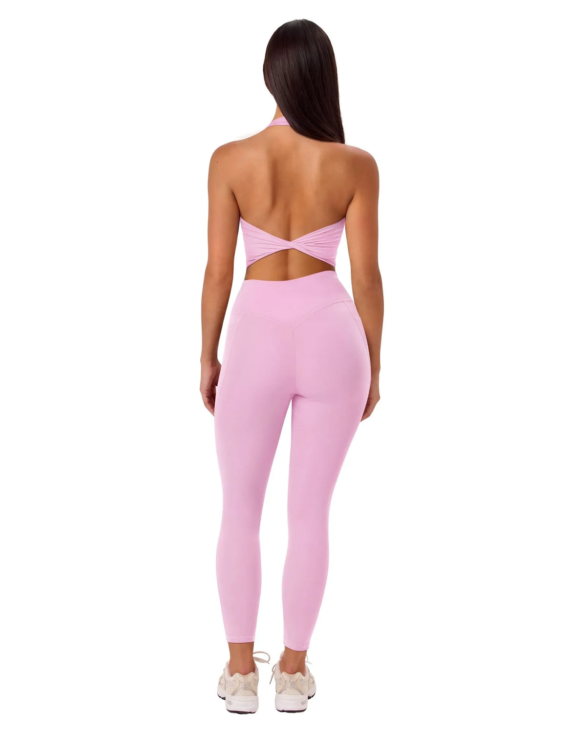 Twist Backless Halter Neck Workout Sets