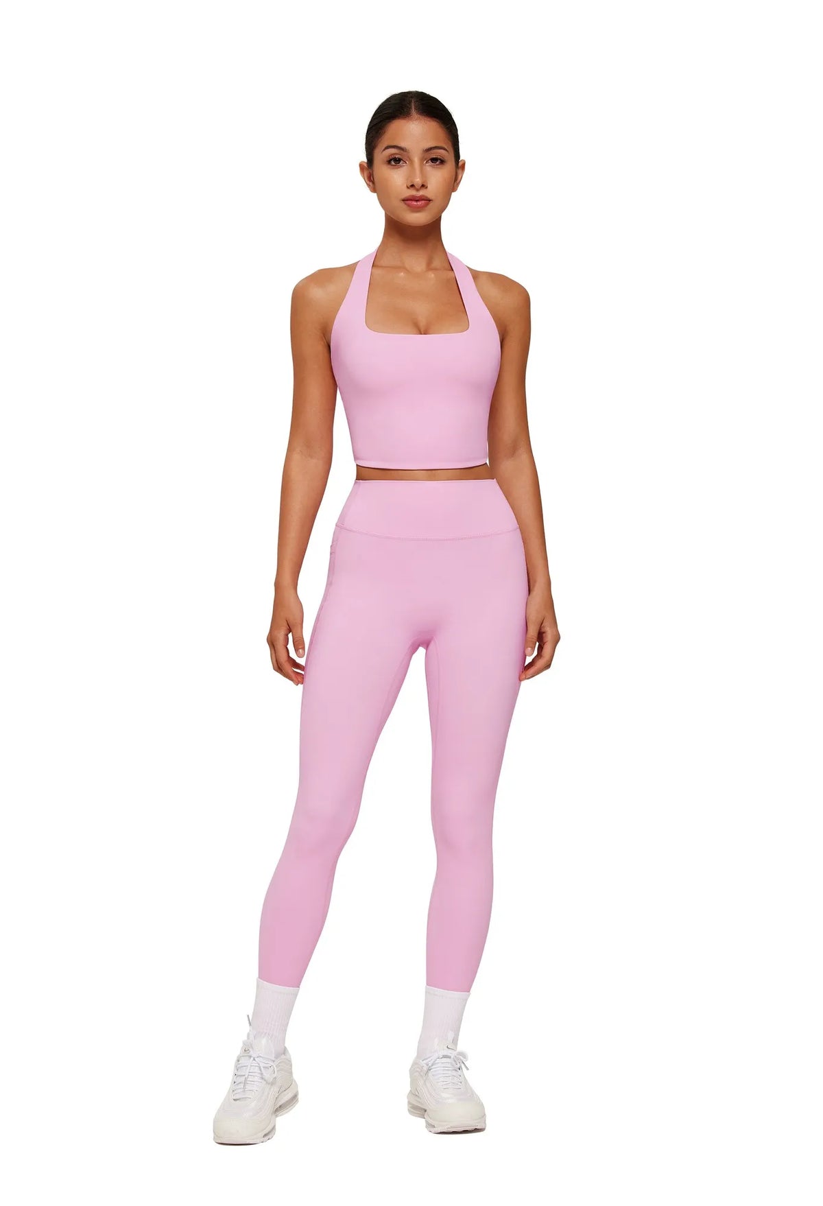 Twist Backless Halter Neck Workout Sets
