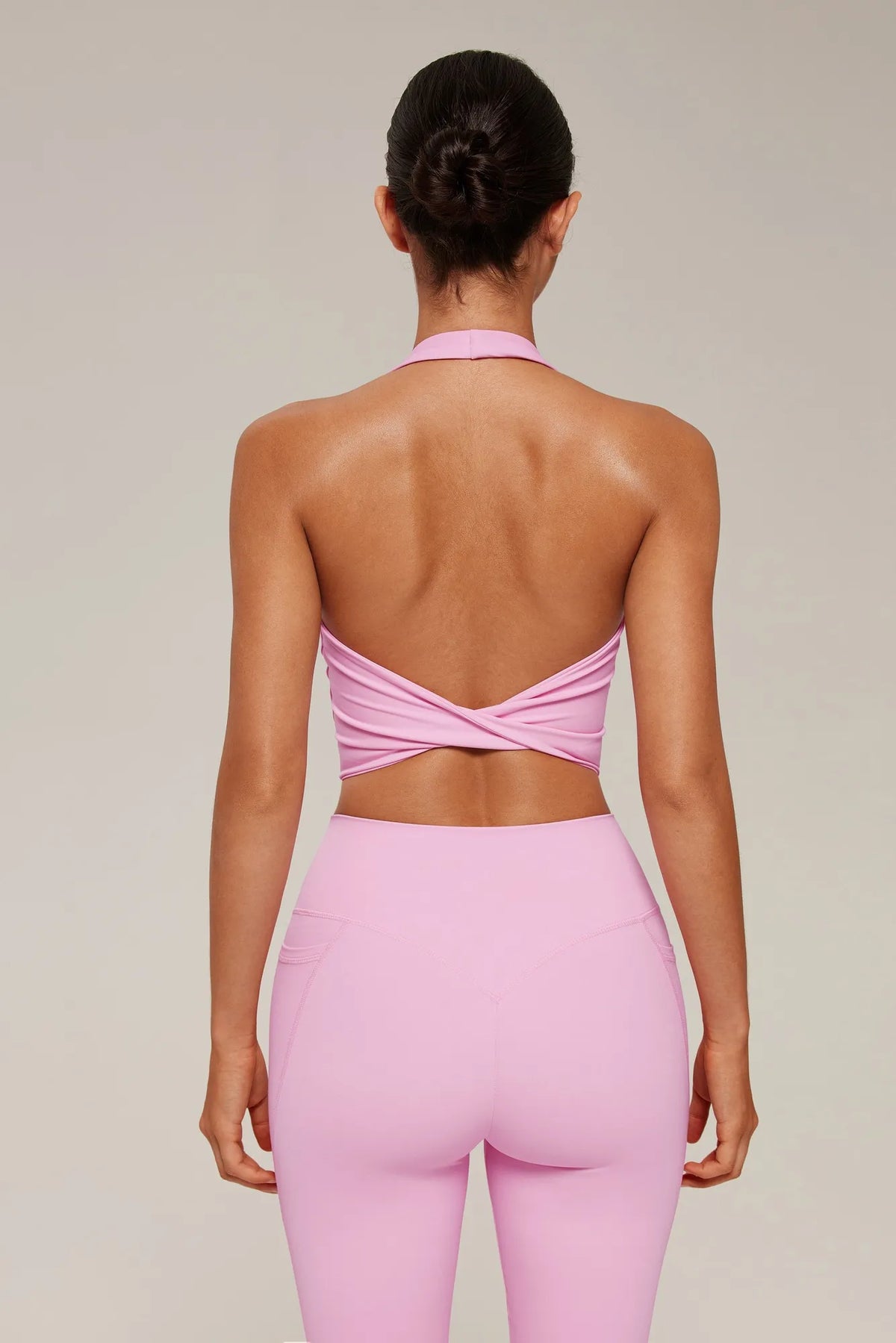 Twist Backless Halter Neck Workout Sets