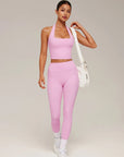 Twist Backless Halter Neck Workout Sets