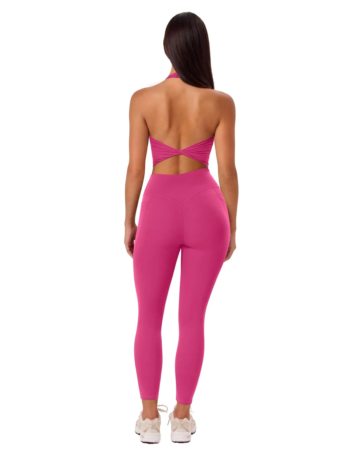 Twist Backless Halter Neck Workout Sets