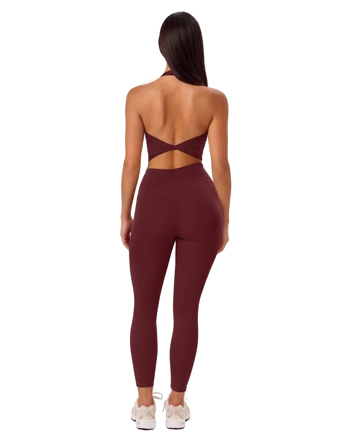 Twist Backless Halter Neck Workout Sets