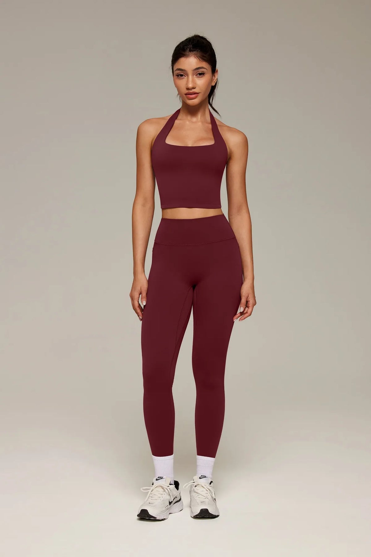 Twist Backless Halter Neck Workout Sets