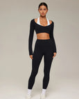 Double Layer Padded Pilates Workout Set-SUUKSESS-Black-White-XS-SUUKSESS