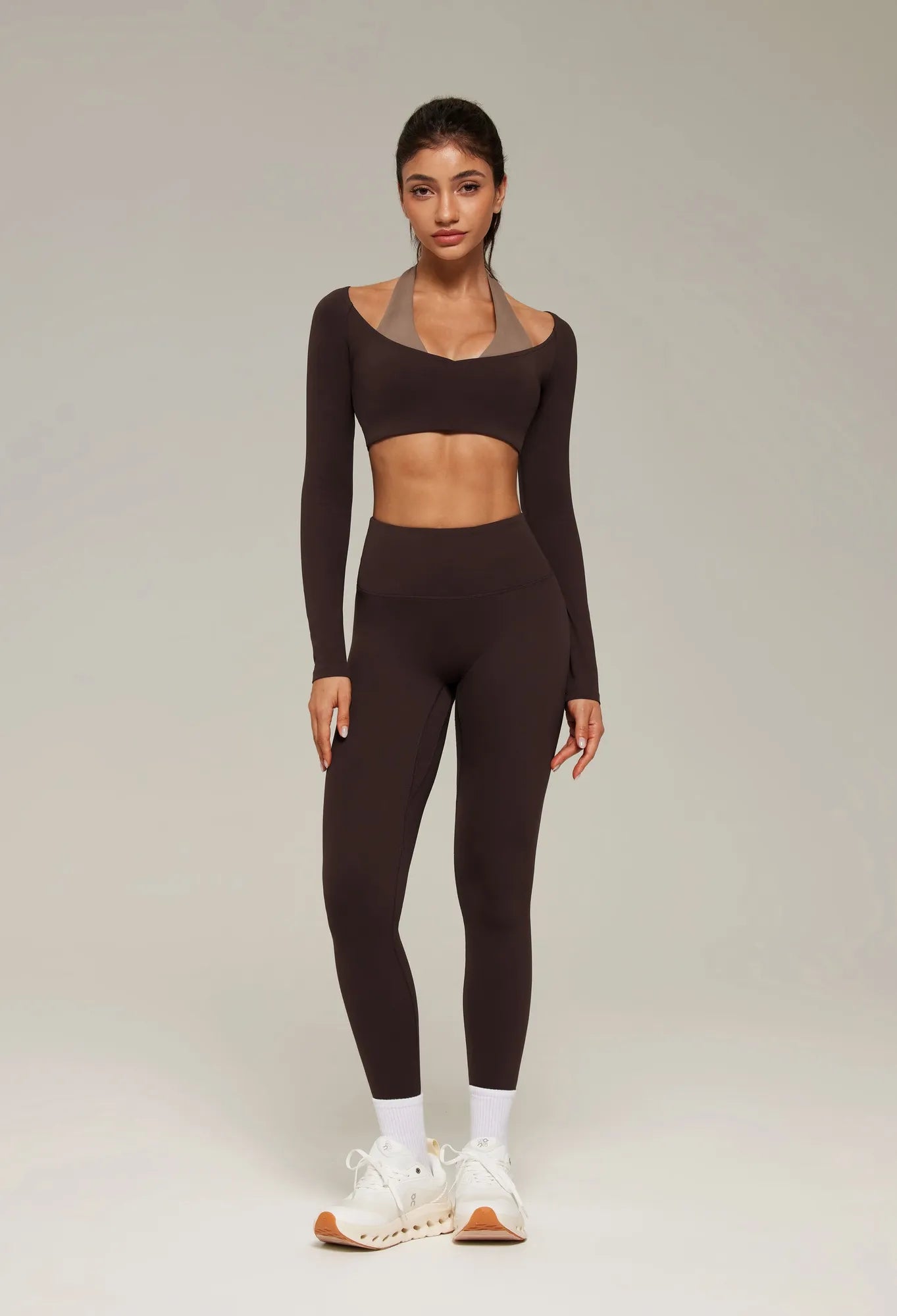 Double Layer Padded Pilates Workout Set-SUUKSESS-Brown-Light Brown-XS-SUUKSESS