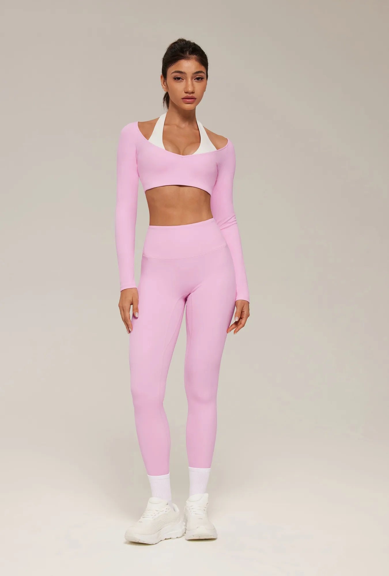 Double Layer Padded Pilates Workout Set-SUUKSESS-Pink-White-XS-SUUKSESS