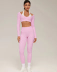 Double Layer Padded Pilates Workout Set-SUUKSESS-Pink-White-XS-SUUKSESS