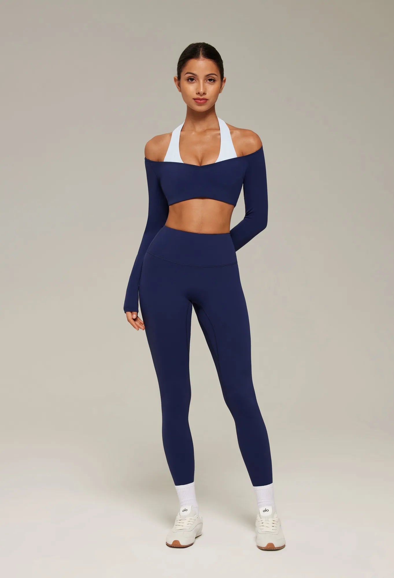 Double Layer Padded Pilates Workout Set-SUUKSESS-Navy-White-XS-SUUKSESS