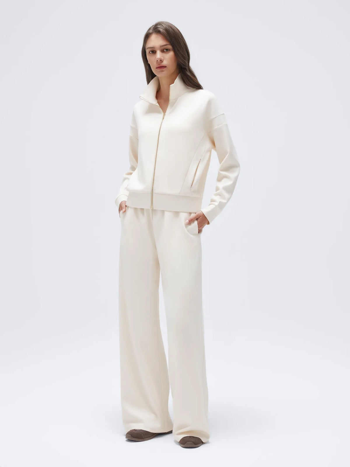Zip up Top Leg Sweatpant 2 Piece Set