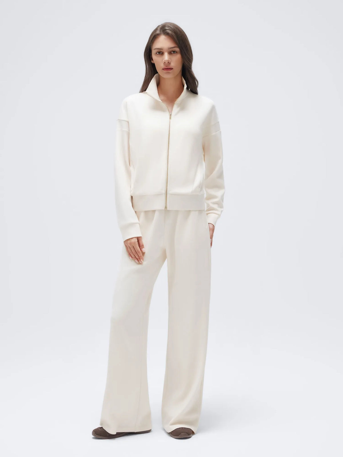 Zip up Top Leg Sweatpant 2 Piece Set