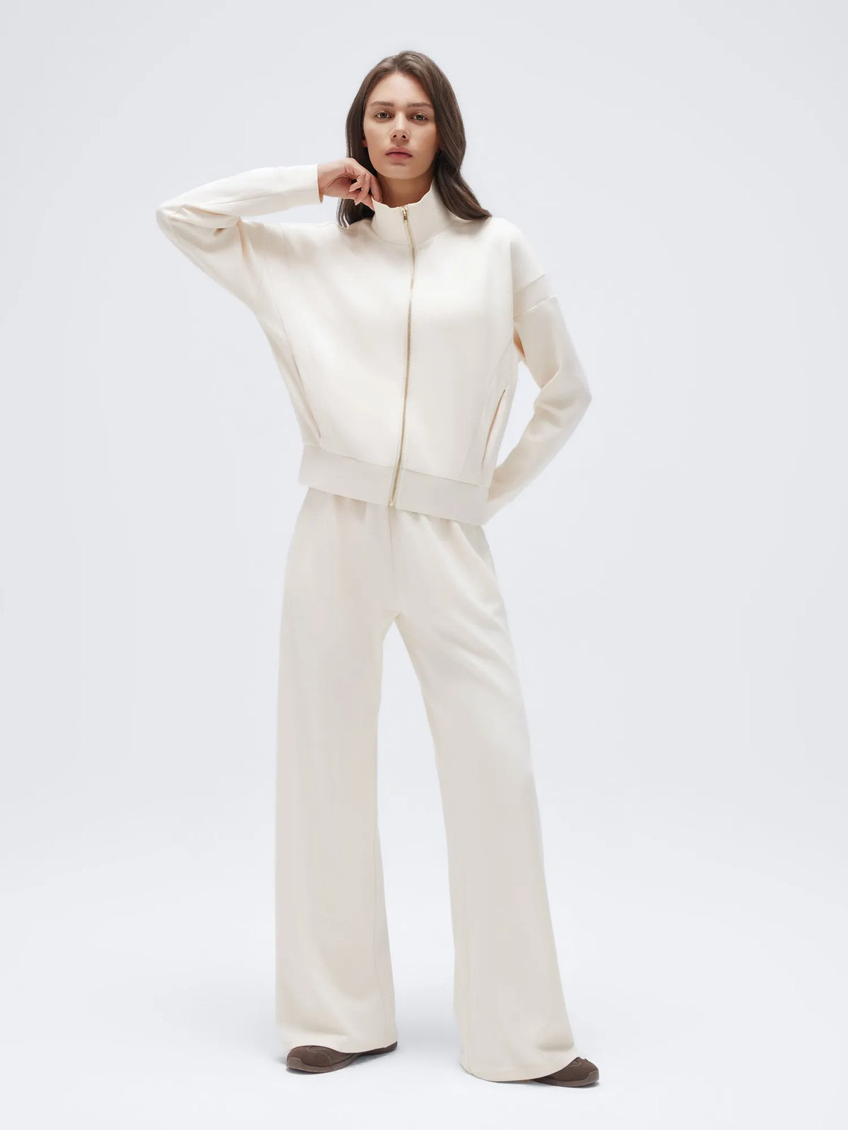 Zip up Top Leg Sweatpant 2 Piece Set