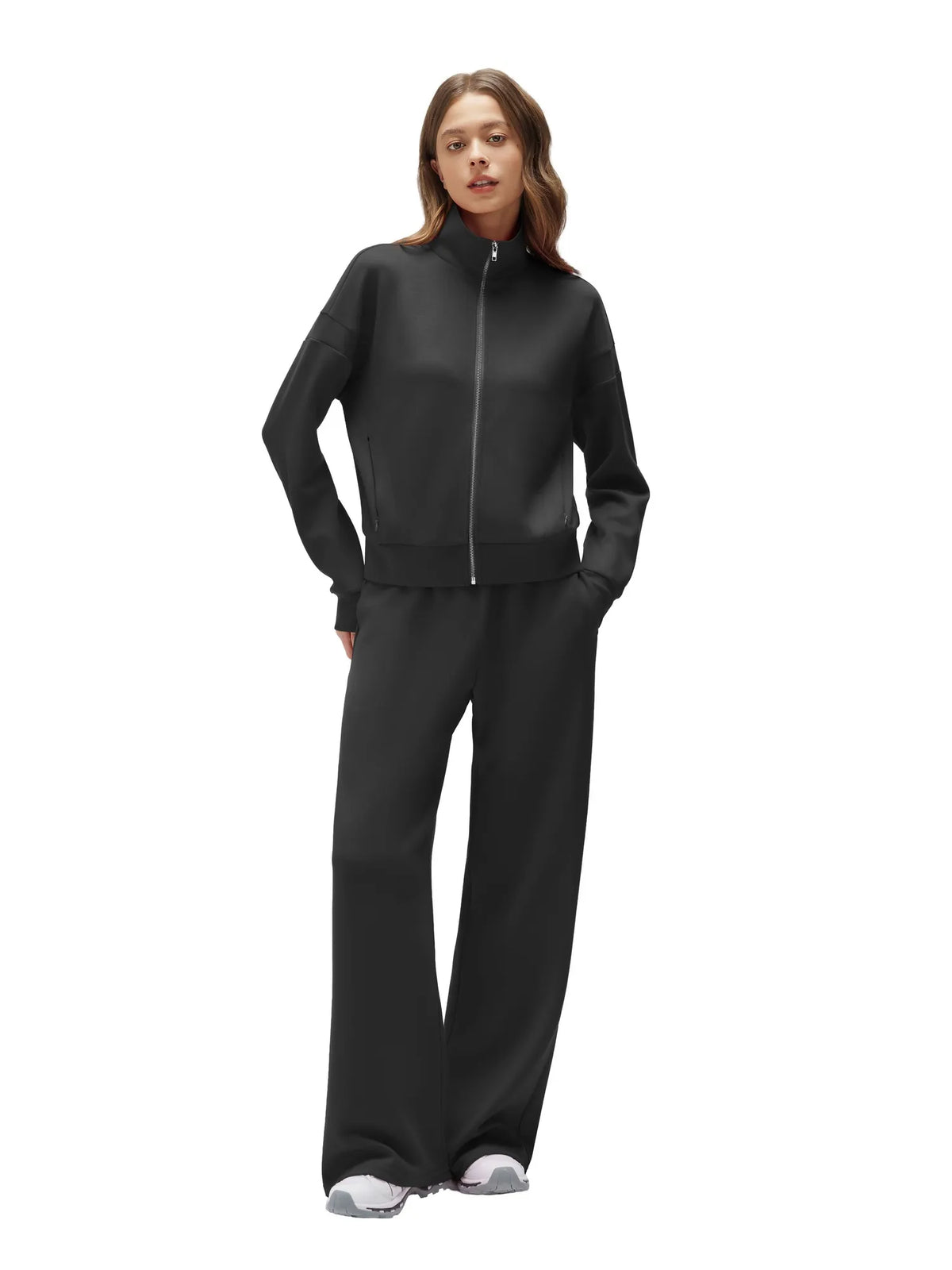 Zip up Top Leg Sweatpant 2 Piece Set