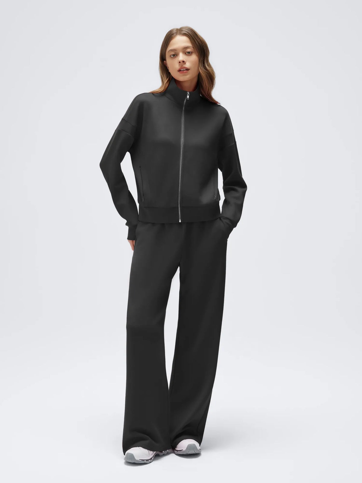 Zip up Top Leg Sweatpant 2 Piece Set