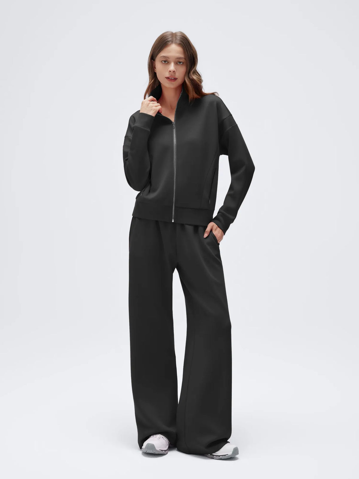 Zip up Top Leg Sweatpant 2 Piece Set
