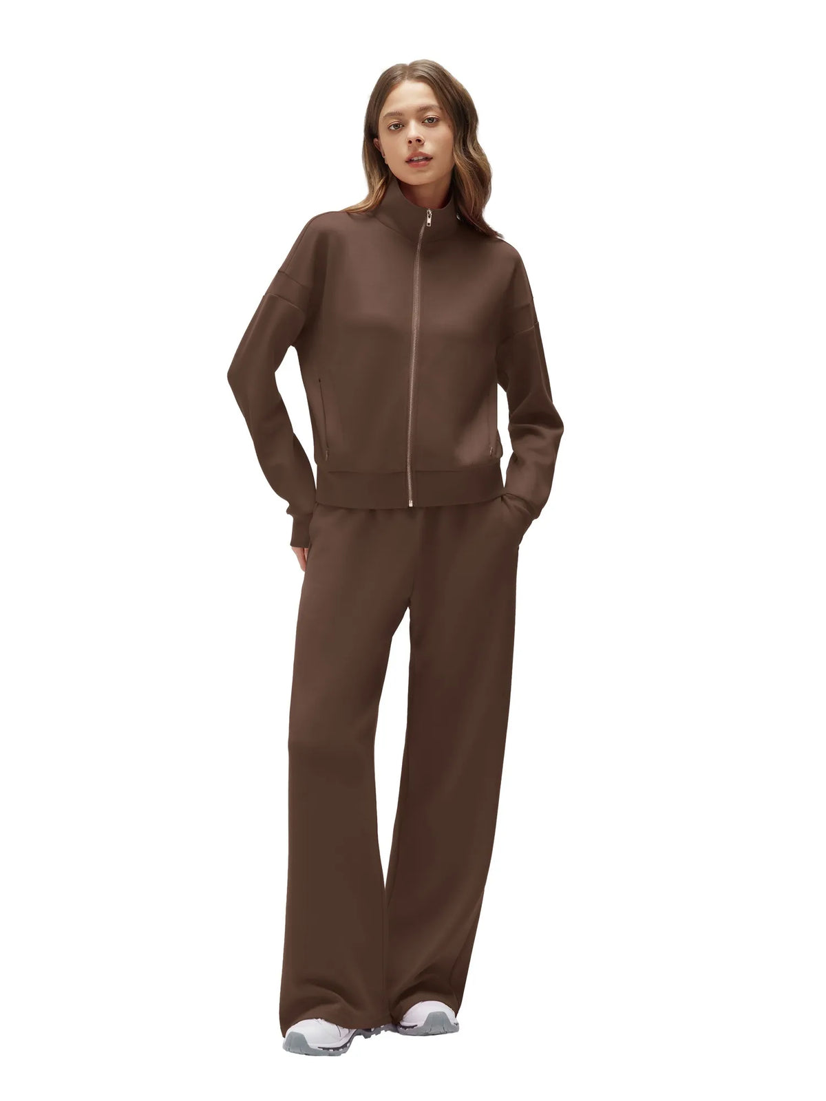 Zip up Top Leg Sweatpant 2 Piece Set