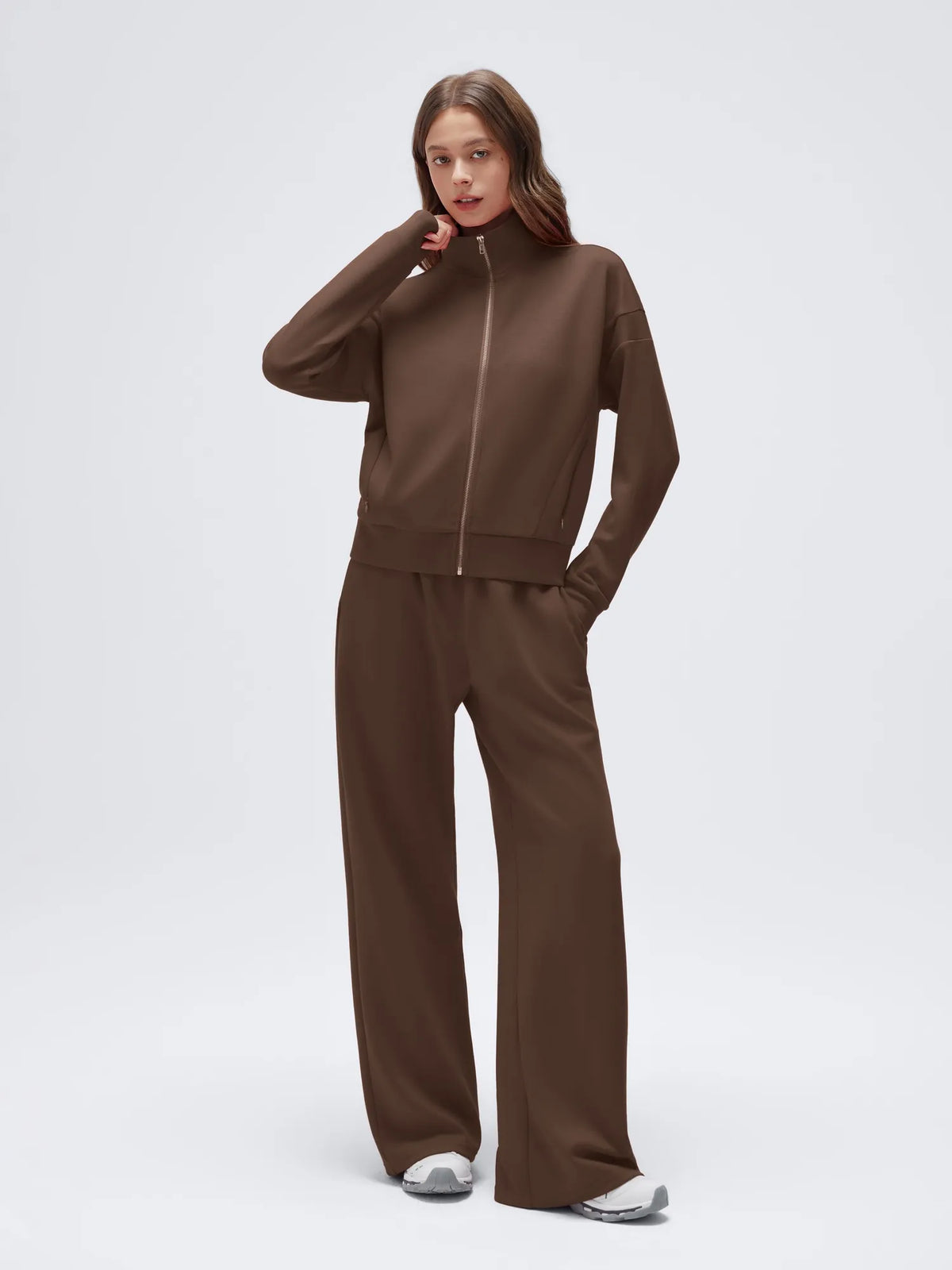Zip up Top Leg Sweatpant 2 Piece Set