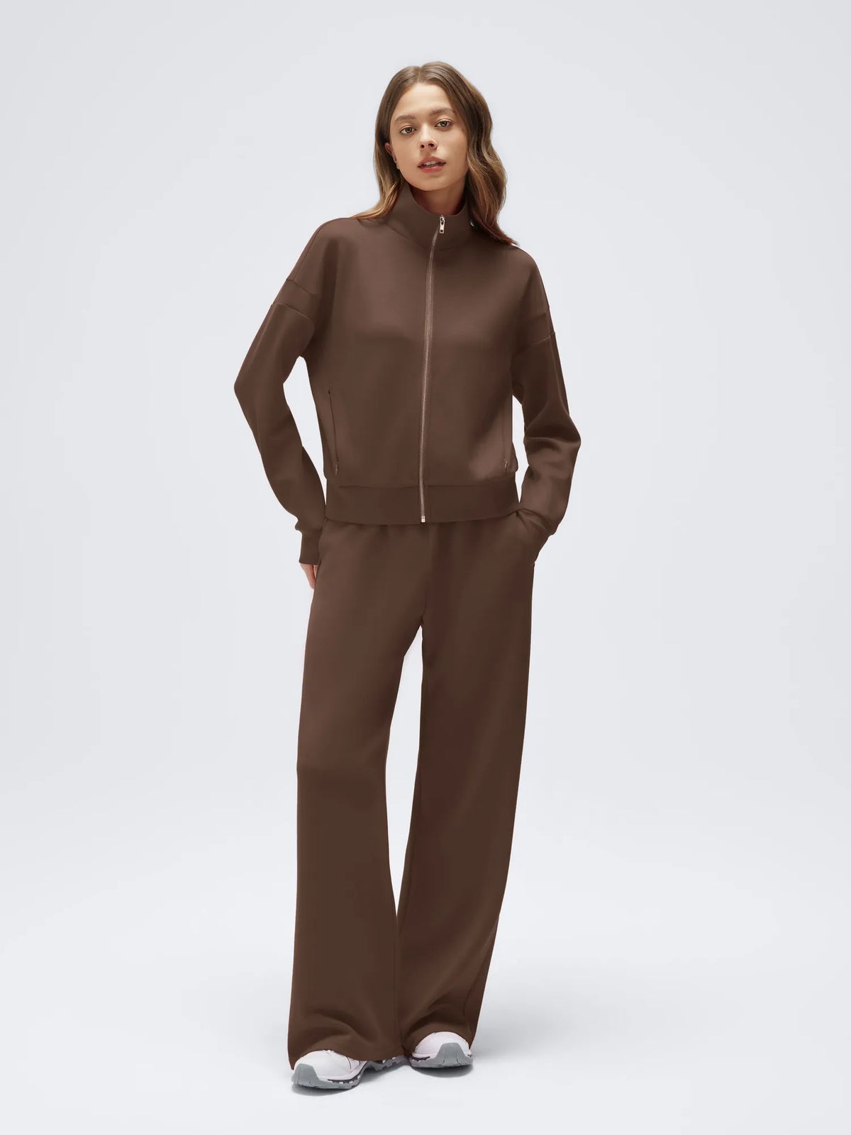 Zip up Top Leg Sweatpant 2 Piece Set