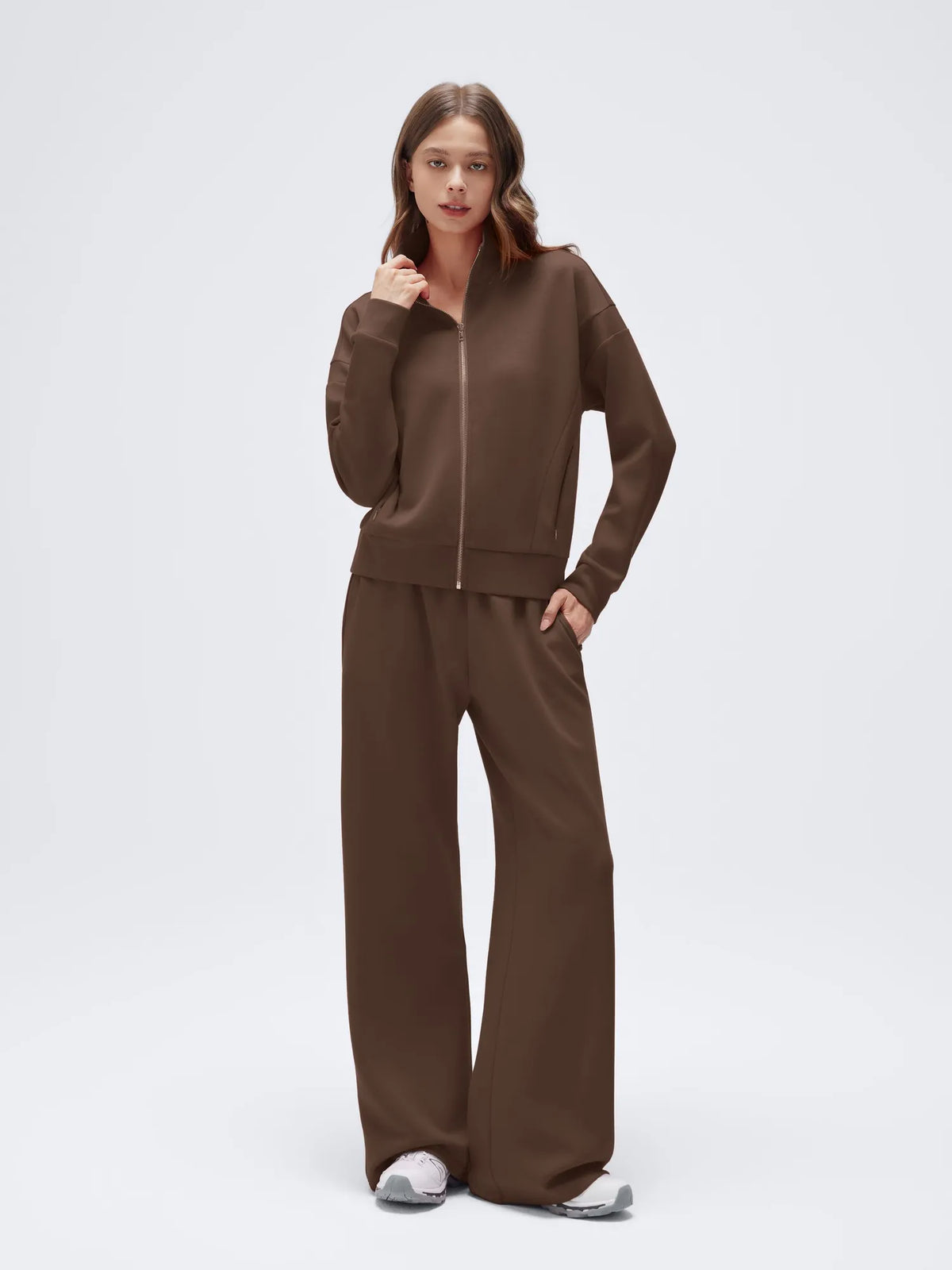 Zip up Top Leg Sweatpant 2 Piece Set