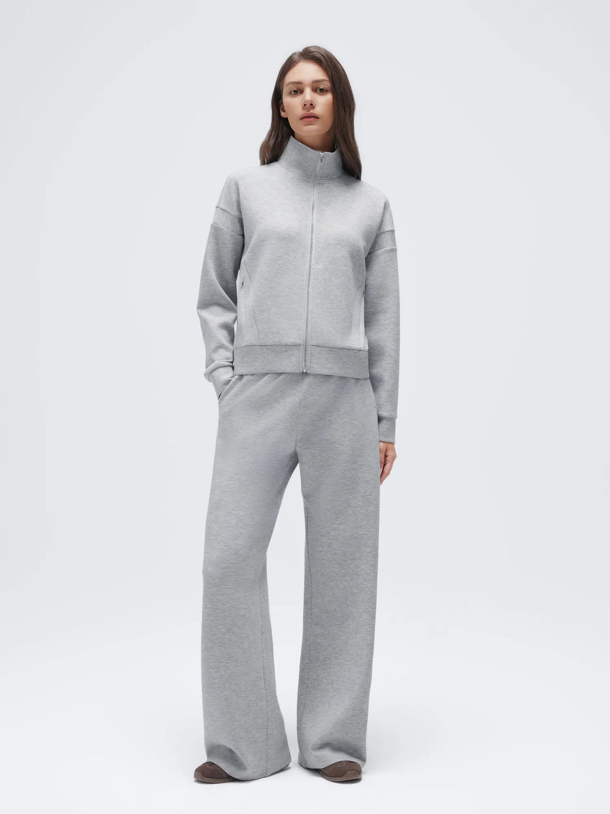 Zip up Top Leg Sweatpant 2 Piece Set