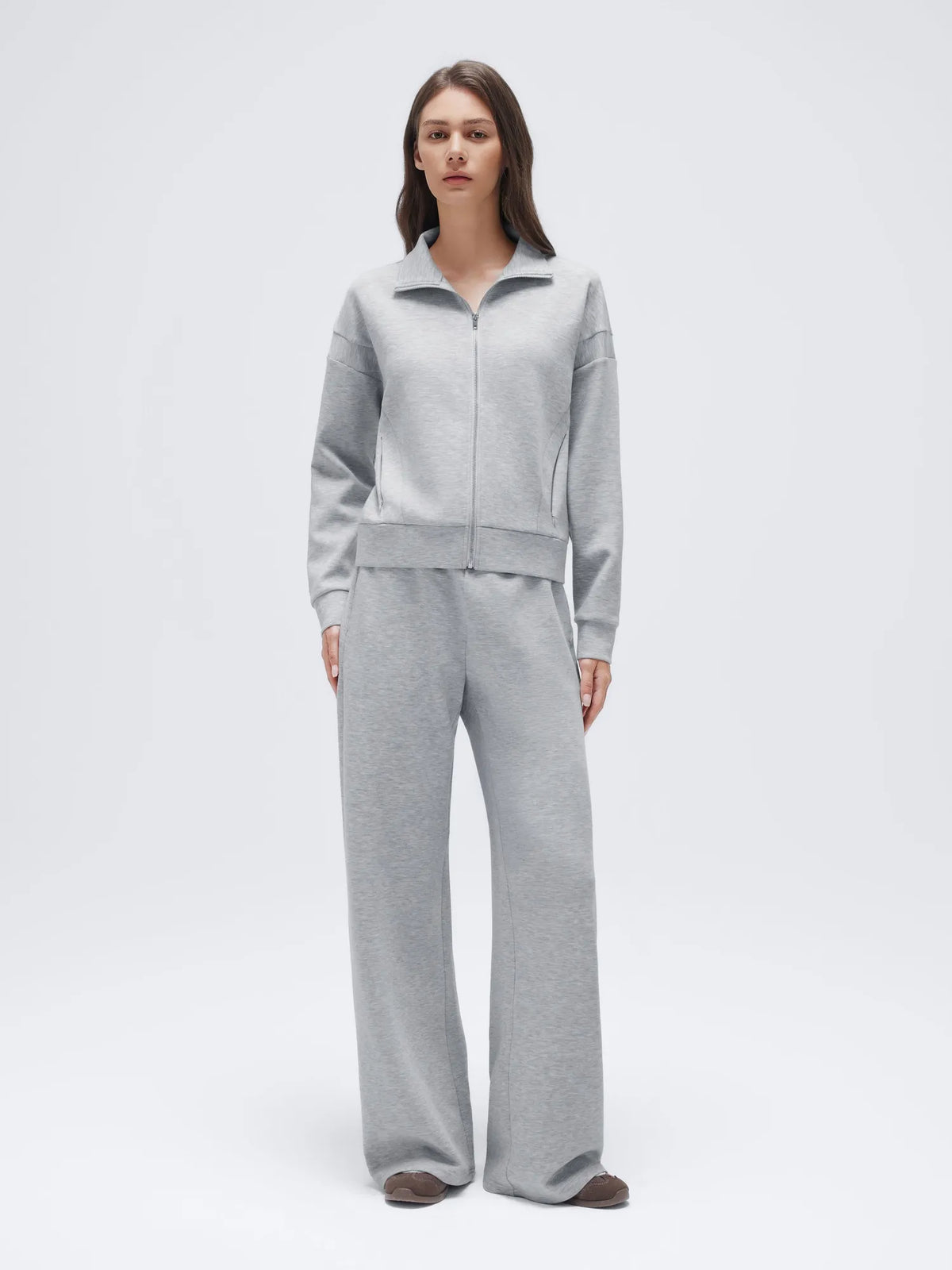 Zip up Top Leg Sweatpant 2 Piece Set