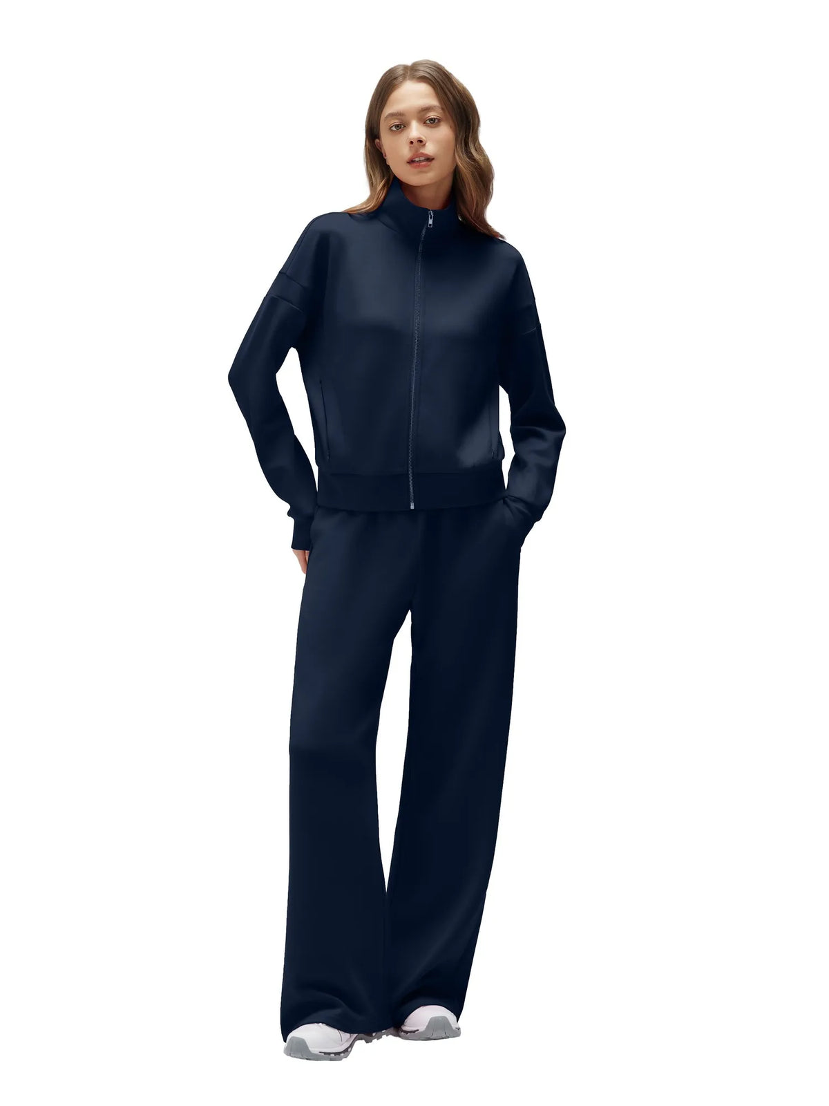 Zip up Top Leg Sweatpant 2 Piece Set