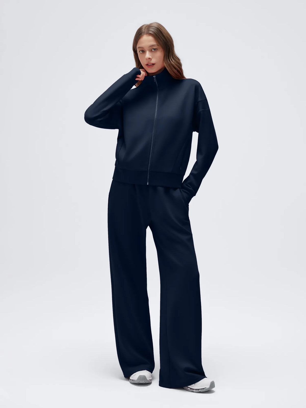 Zip up Top Leg Sweatpant 2 Piece Set