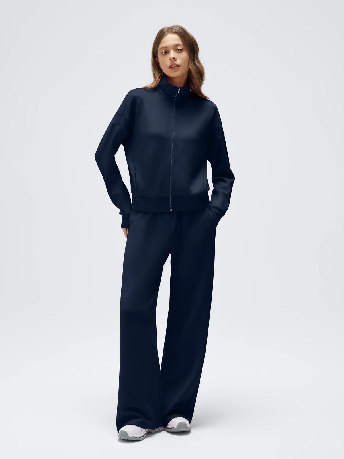 Zip up Top Leg Sweatpant 2 Piece Set