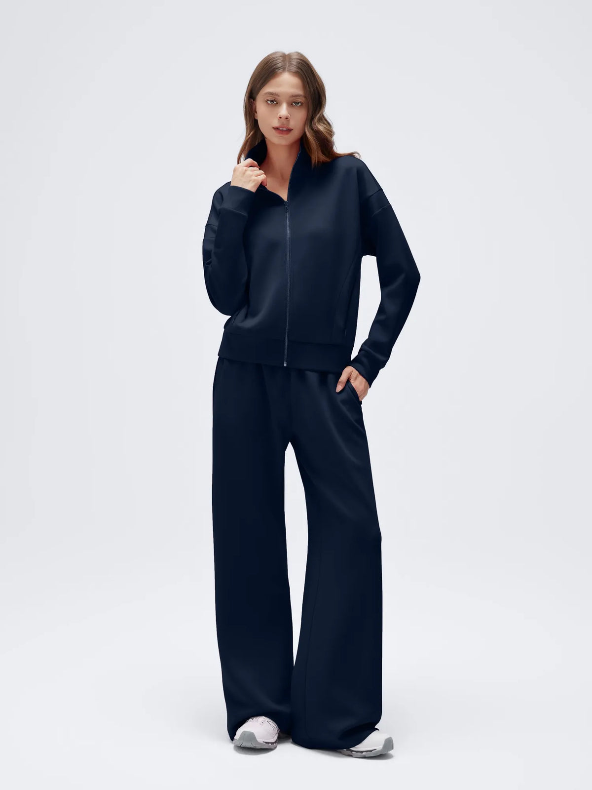 Zip up Top Leg Sweatpant 2 Piece Set