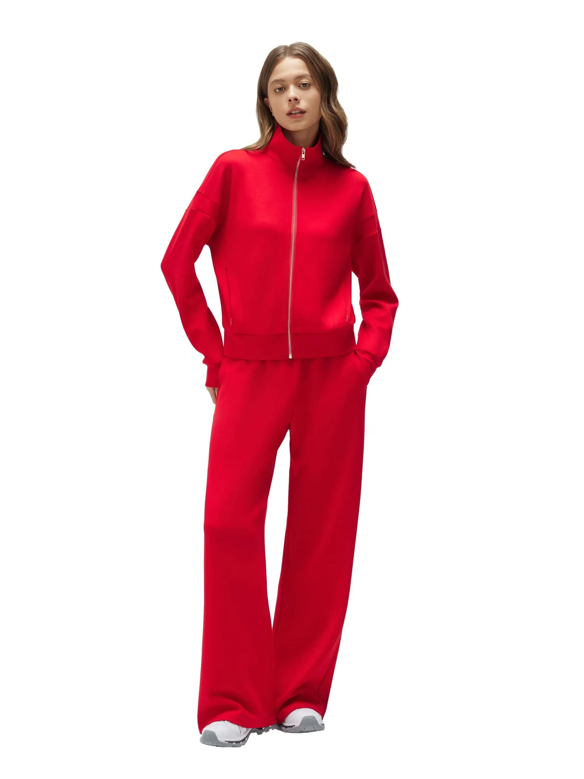 Zip up Top Leg Sweatpant 2 Piece Set