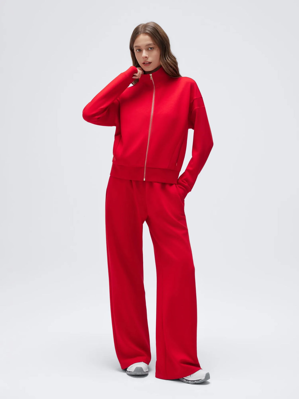 Zip up Top Leg Sweatpant 2 Piece Set