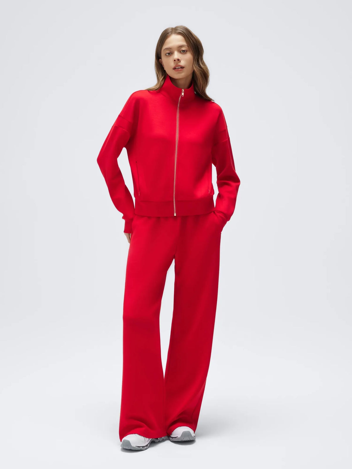 Zip up Top Leg Sweatpant 2 Piece Set