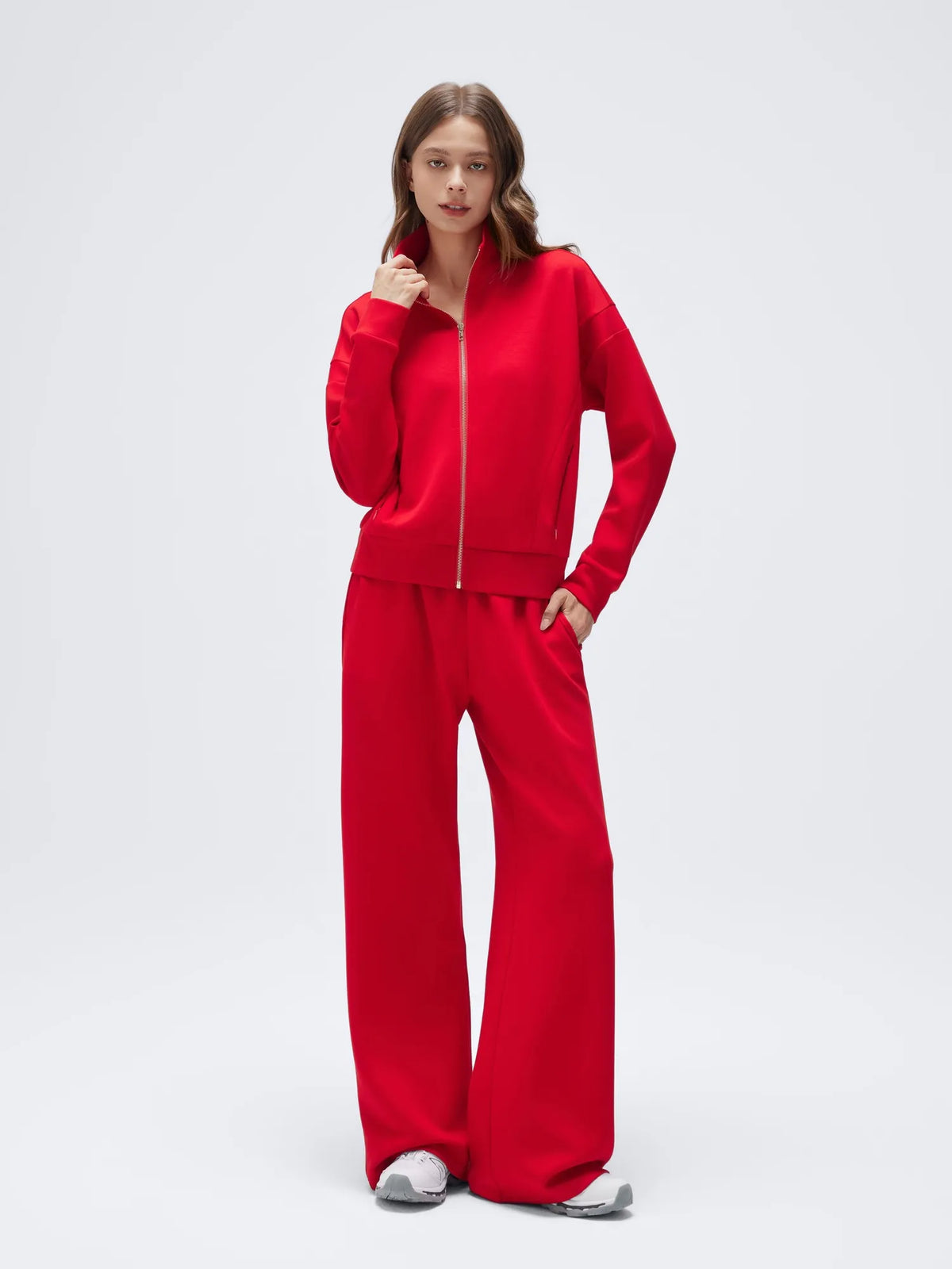 Zip up Top Leg Sweatpant 2 Piece Set