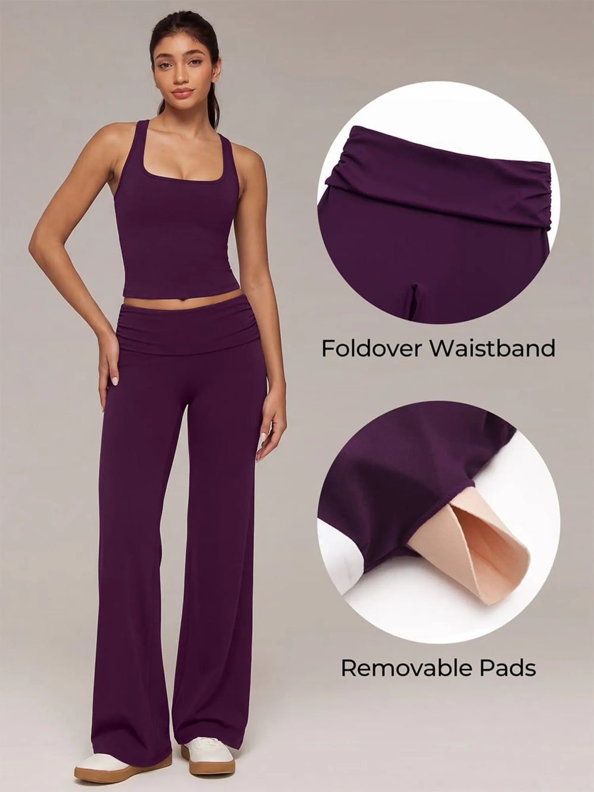Foldover Wide Leg Workout Set