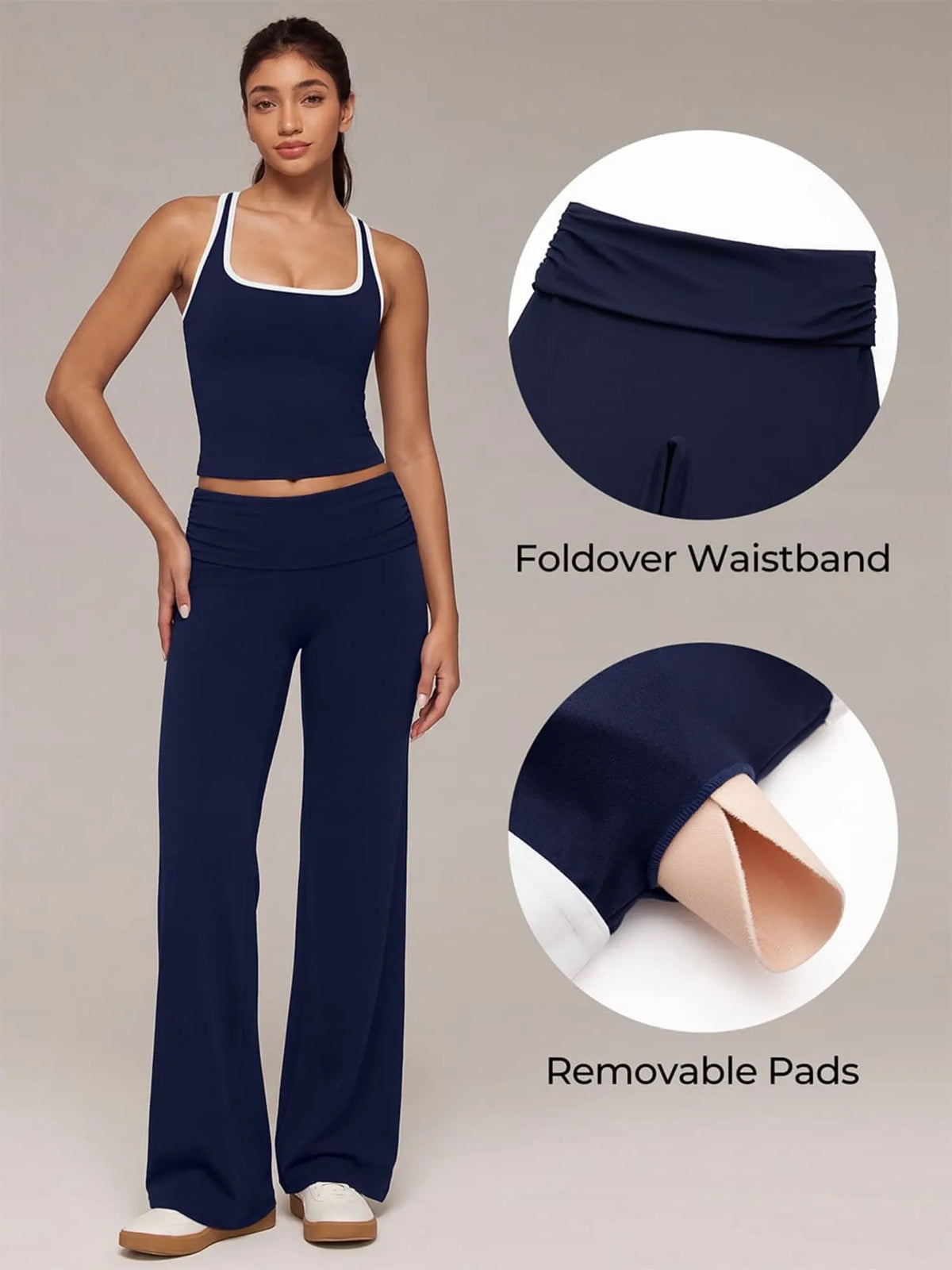 Foldover Wide Leg Workout Set