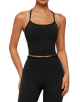 Y-Back Pilates Ruffle-Trim Workout Set-SUUKSESS-SUUKSESS