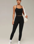 Y-Back Pilates Ruffle-Trim Workout Set-SUUKSESS-Black-XS-SUUKSESS