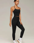 Y-Back Pilates Ruffle-Trim Workout Set-SUUKSESS-SUUKSESS