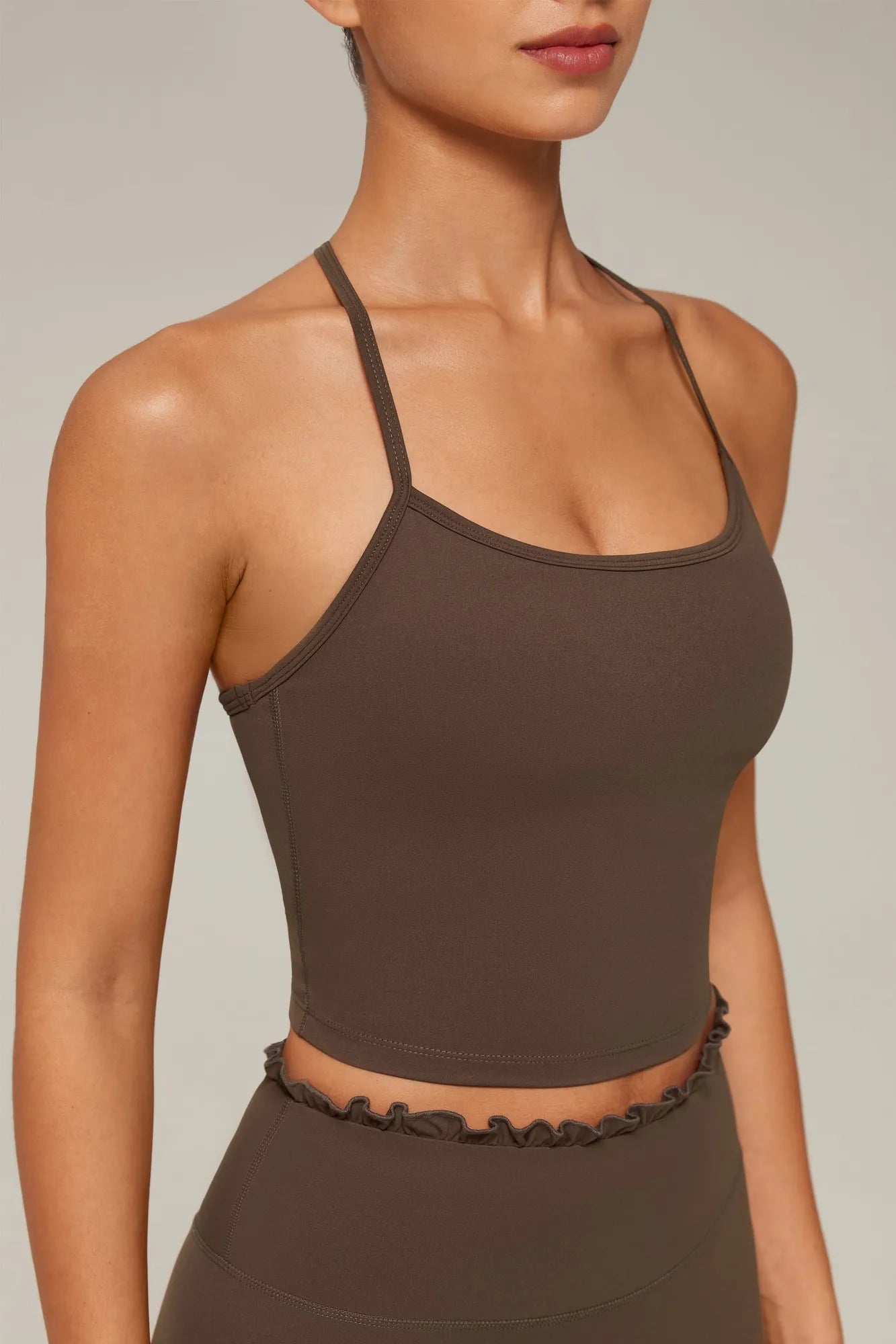 Y-Back Pilates Ruffle-Trim Workout Set-SUUKSESS-SUUKSESS