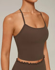 Y-Back Pilates Ruffle-Trim Workout Set-SUUKSESS-SUUKSESS