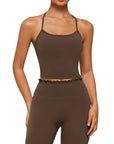 Y-Back Pilates Ruffle-Trim Workout Set-SUUKSESS-SUUKSESS