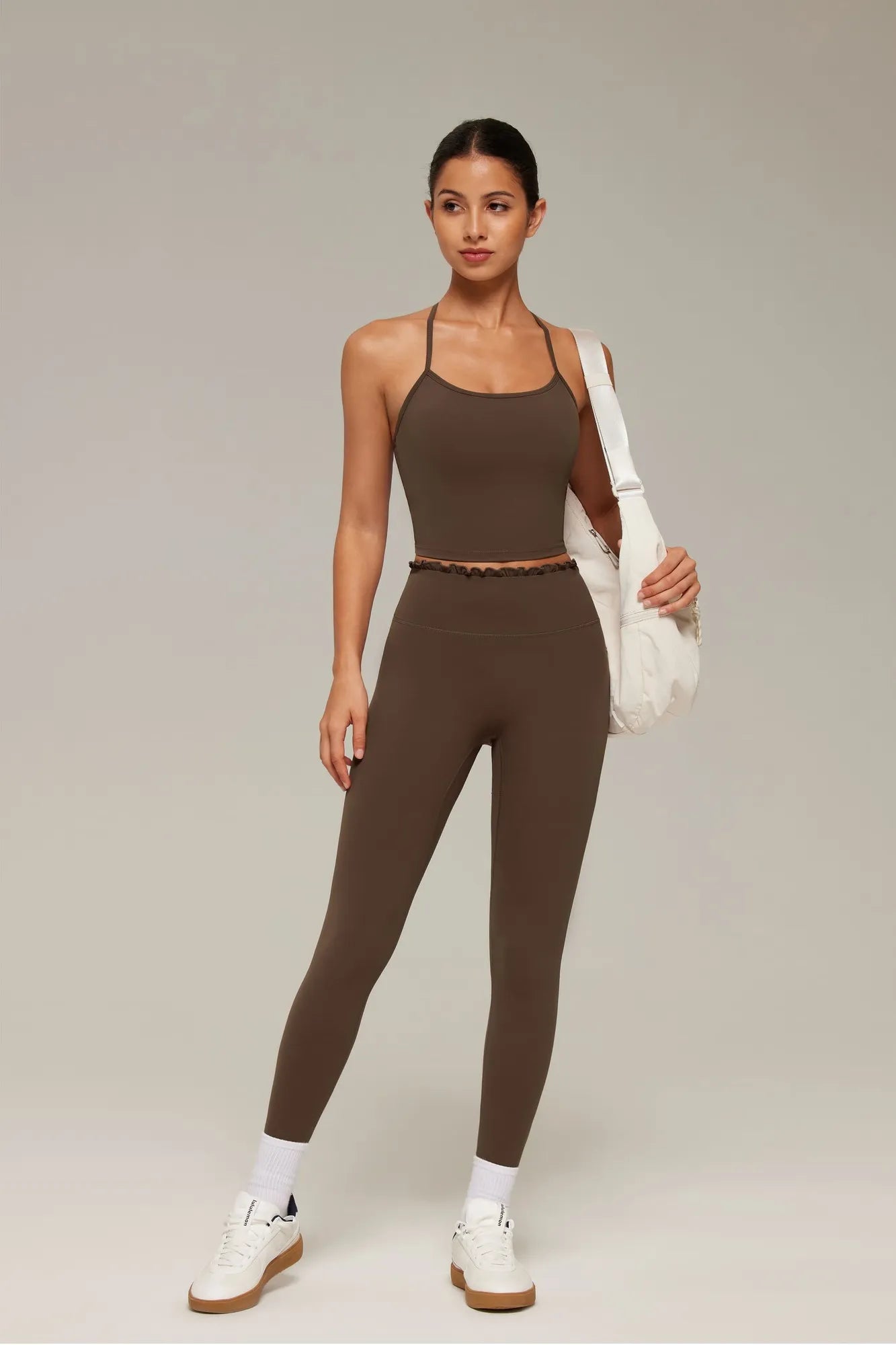 Y-Back Pilates Ruffle-Trim Workout Set-SUUKSESS-SUUKSESS