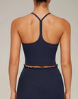Y-Back Pilates Ruffle-Trim Workout Set-SUUKSESS-SUUKSESS