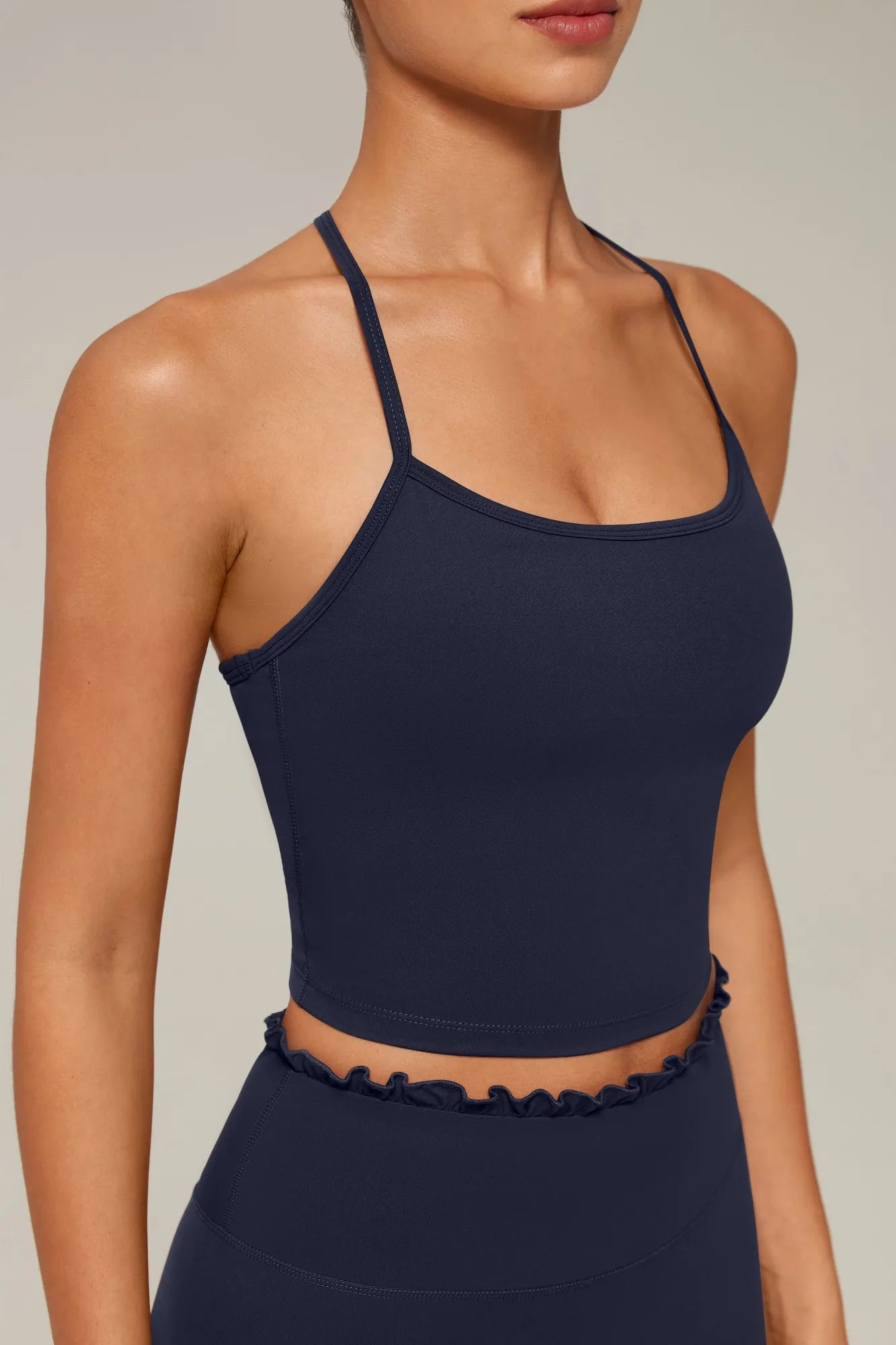 Y-Back Pilates Ruffle-Trim Workout Set-SUUKSESS-SUUKSESS