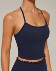 Y-Back Pilates Ruffle-Trim Workout Set-SUUKSESS-SUUKSESS