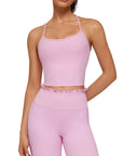 Y-Back Pilates Ruffle-Trim Workout Set-SUUKSESS-SUUKSESS