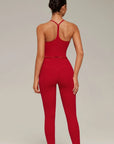 Y-Back Pilates Ruffle-Trim Workout Set-SUUKSESS-SUUKSESS