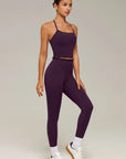 Y-Back Pilates Ruffle-Trim Workout Set-SUUKSESS-Violet-XS-SUUKSESS