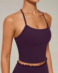 Y-Back Pilates Ruffle-Trim Workout Set-SUUKSESS-SUUKSESS