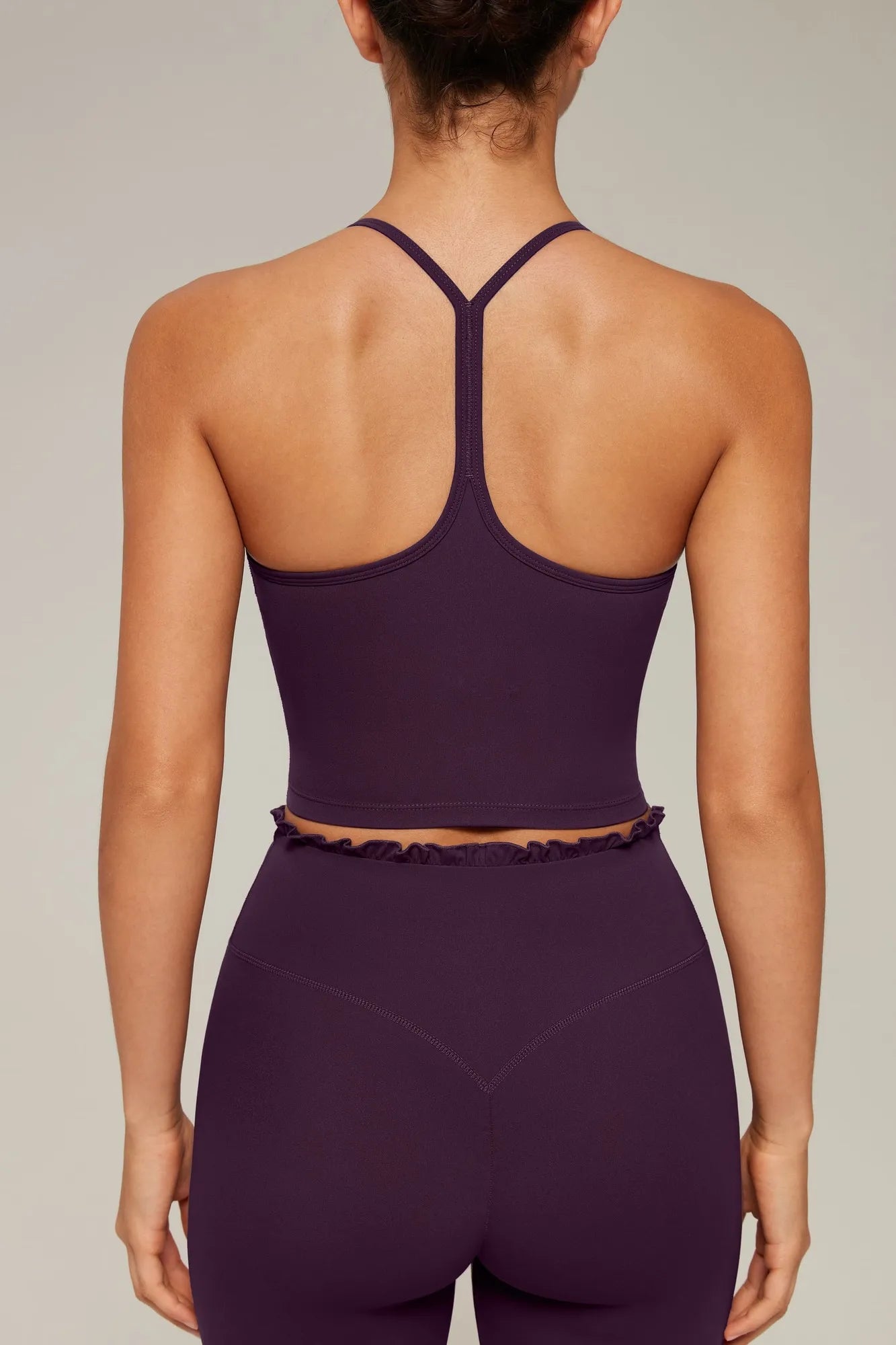 Y-Back Pilates Ruffle-Trim Workout Set-SUUKSESS-SUUKSESS