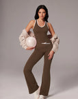 Padded Yoga Tank Flare Leggings Workout Set